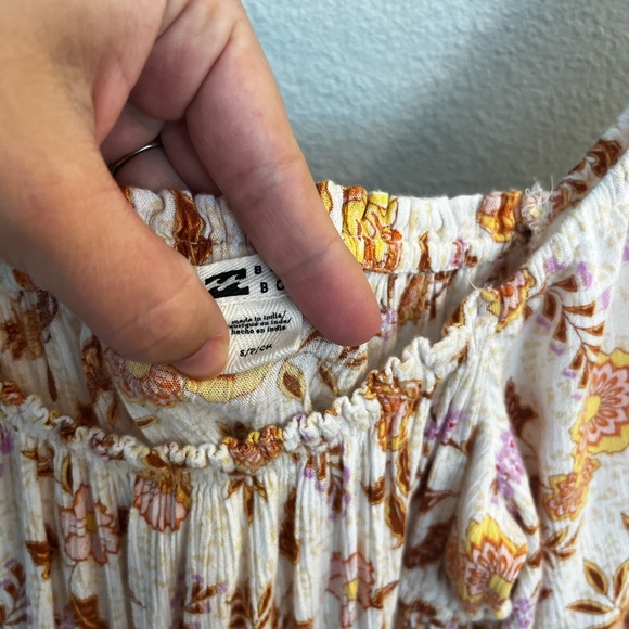 Billabong Ladies With Love Babydoll Dress orange and pink floral puff slv dress - Picture 2 of 5